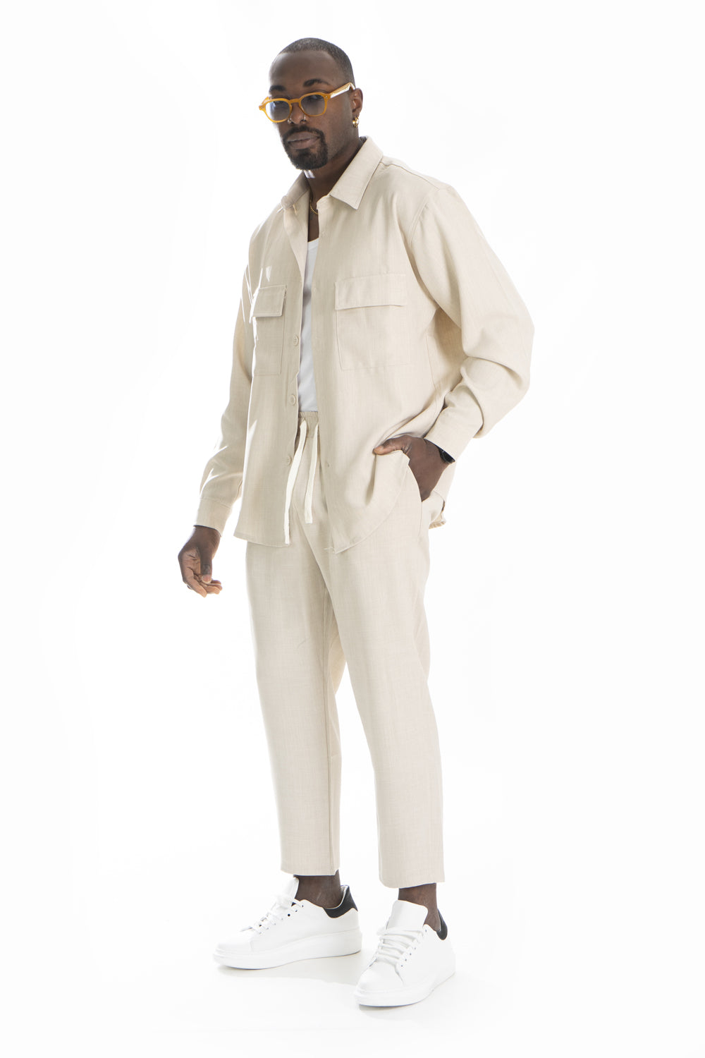 Coordinato Uomo Melangiato Con Camicia e Pantalone Jogger Art. Cd42