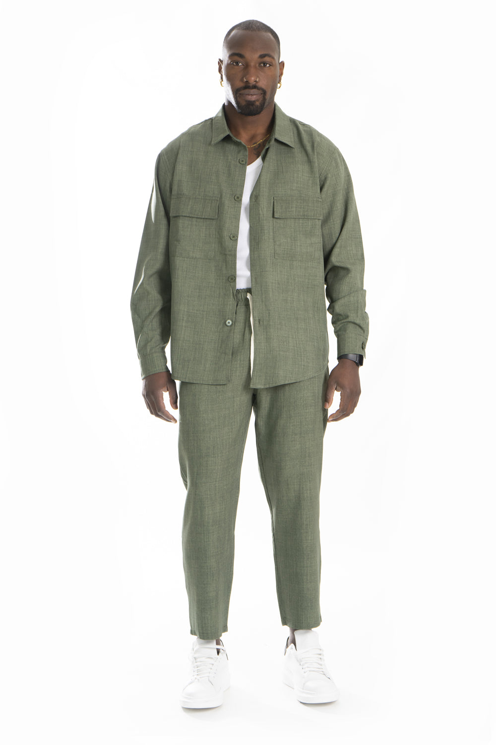 Coordinato Uomo Melangiato Con Camicia e Pantalone Jogger Art. Cd42