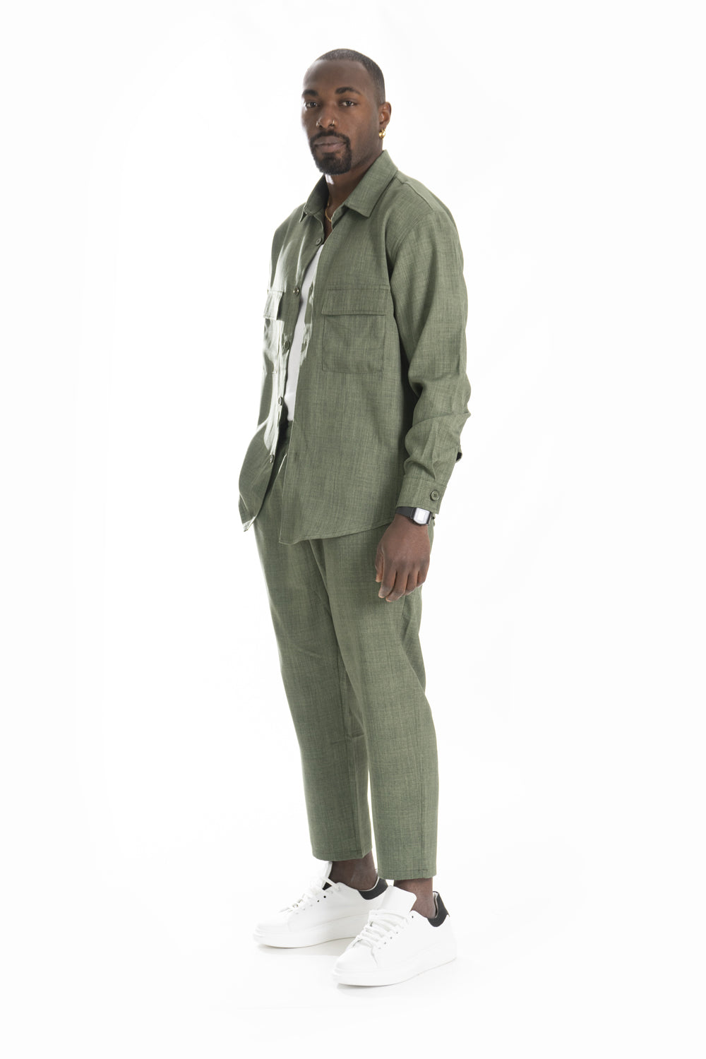 Coordinato Uomo Melangiato Con Camicia e Pantalone Jogger Art. Cd42