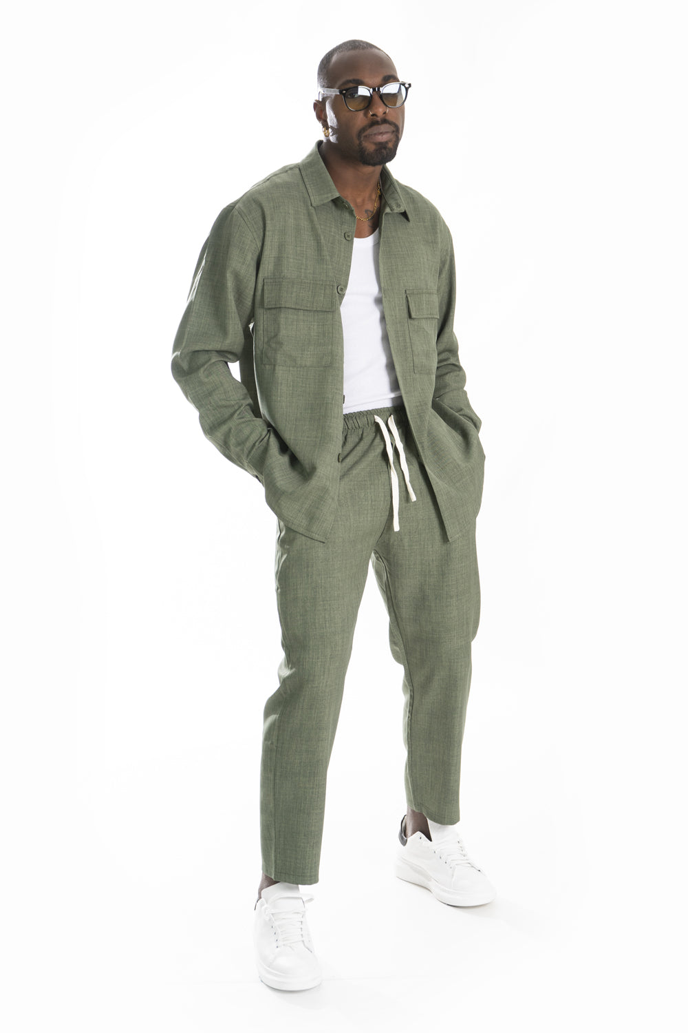 Coordinato Uomo Melangiato Con Camicia e Pantalone Jogger Art. Cd42