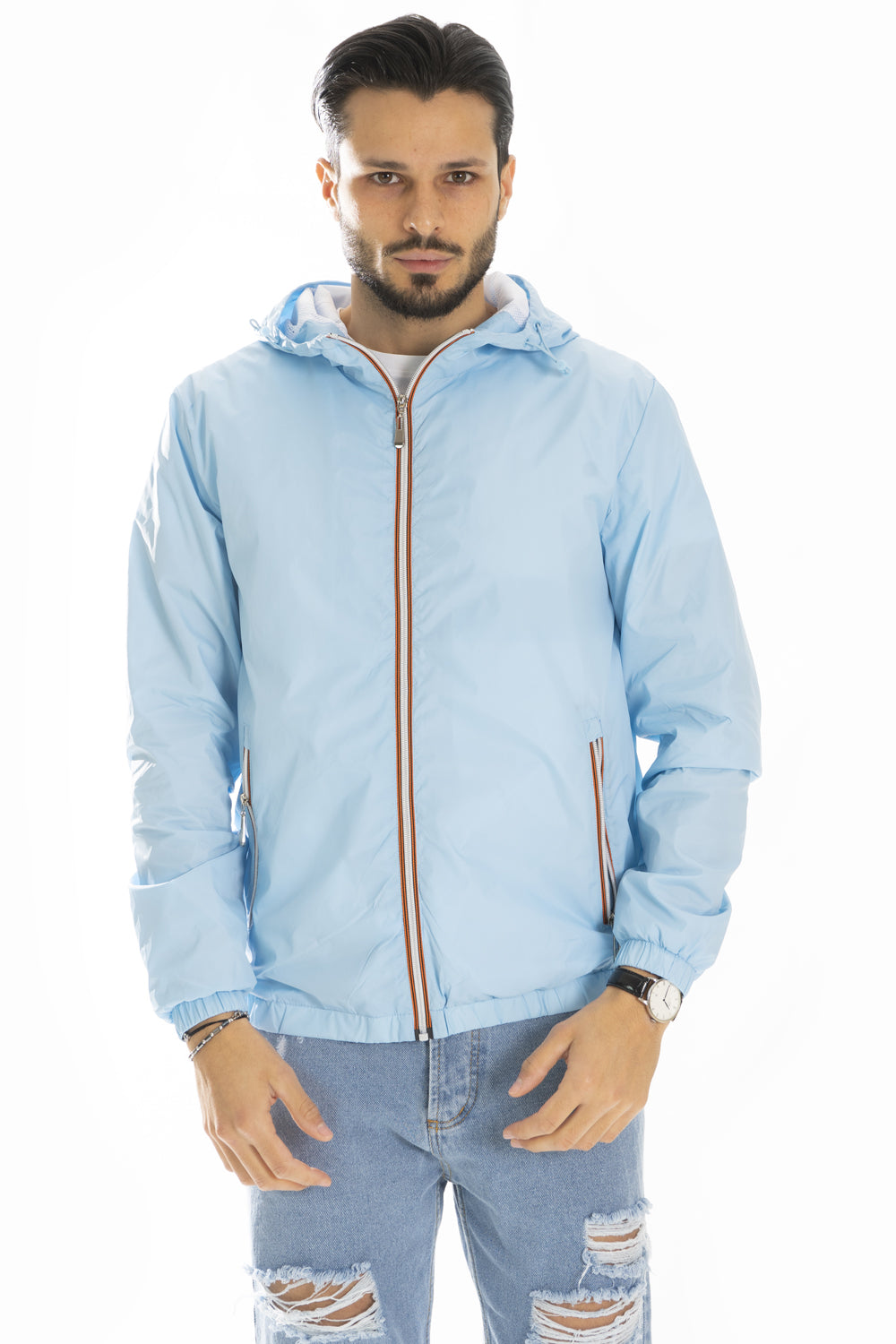 Giubbotto Giacca A Vento Uomo Con Cappuccio Art. Gb157 