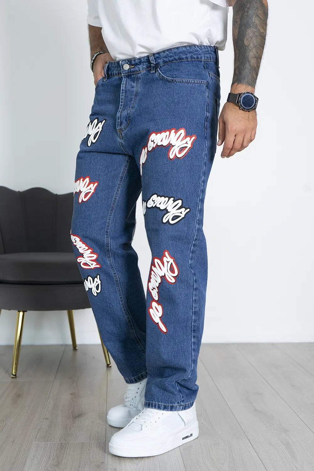 Jeans Baggy Con Stampa Gommata 3D Art. JS488