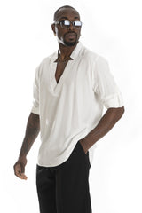 Camicia Casacca Uomo Viscosa Scollo V Tinta Unita Art. Cm163