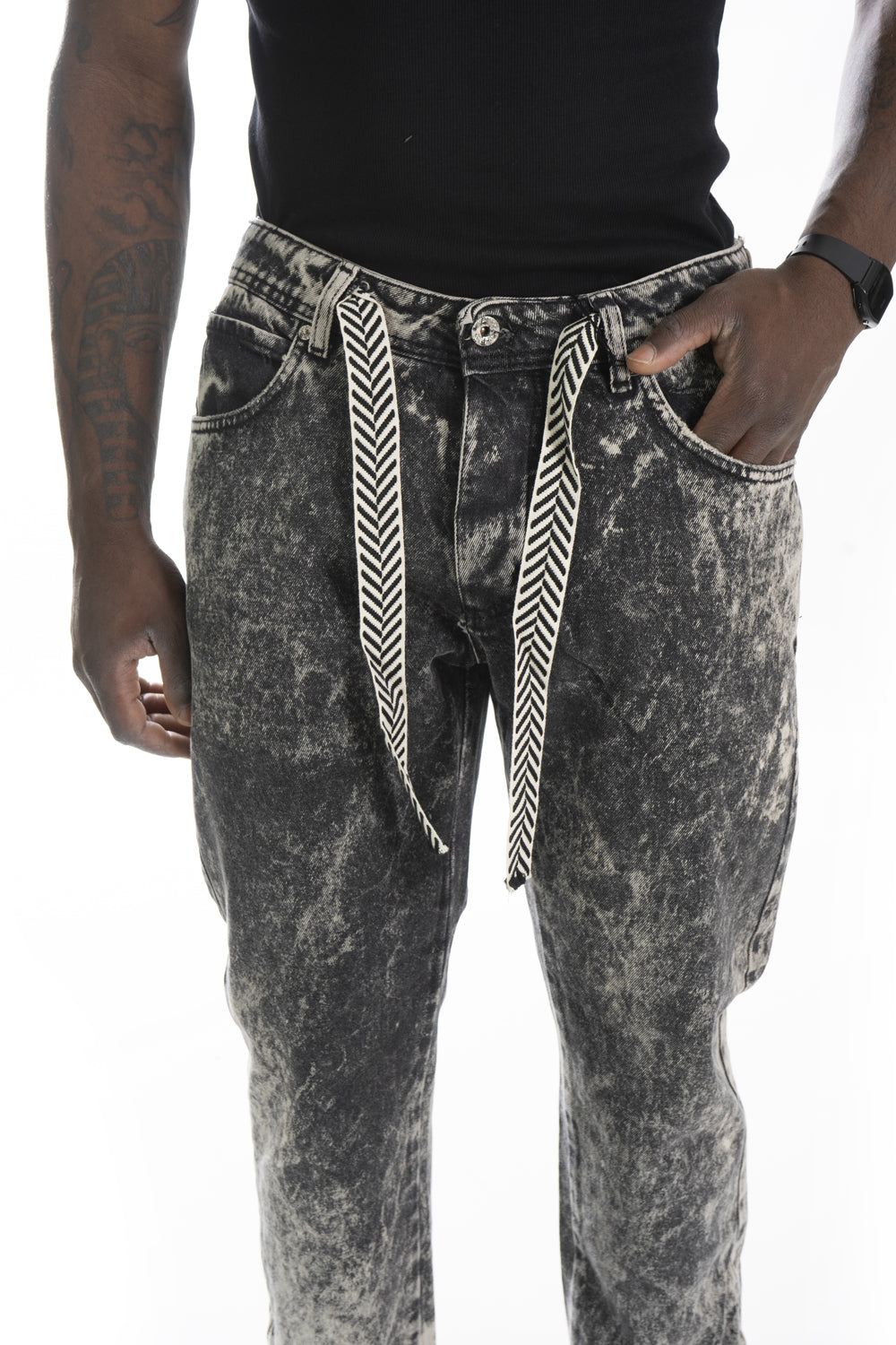 Jeans Uomo Baggy Con Coulisse e Zip Sul fondo Art. JS454