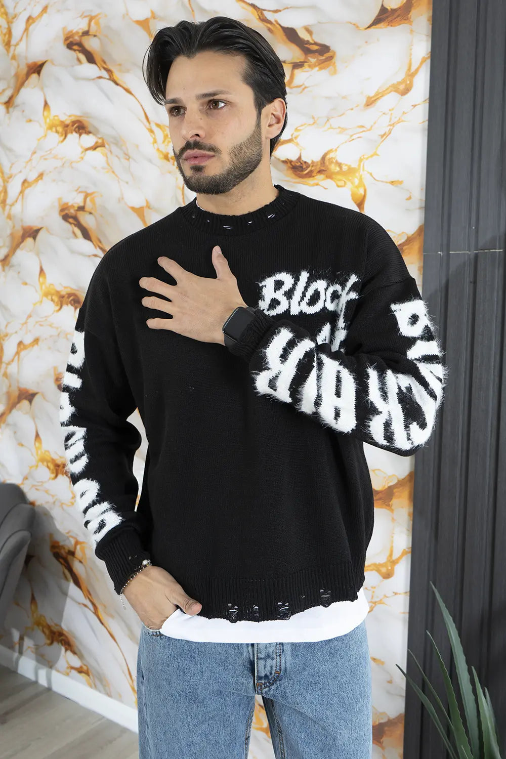 Maglione Cropped Con Rotture 'Black Air' Art. MG160