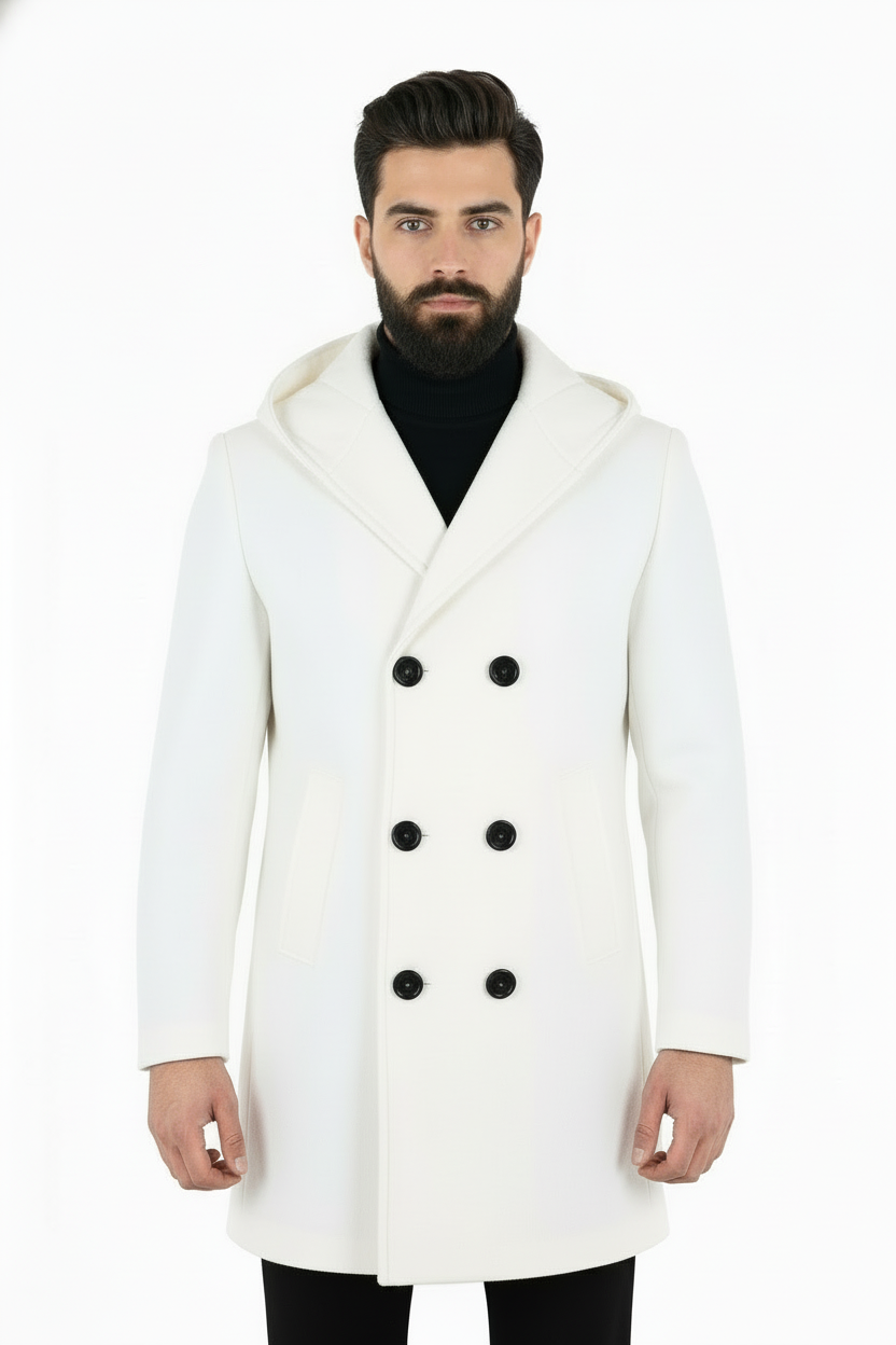 Cappotto Doppio Petto Con Cappuccio Art. Cp37