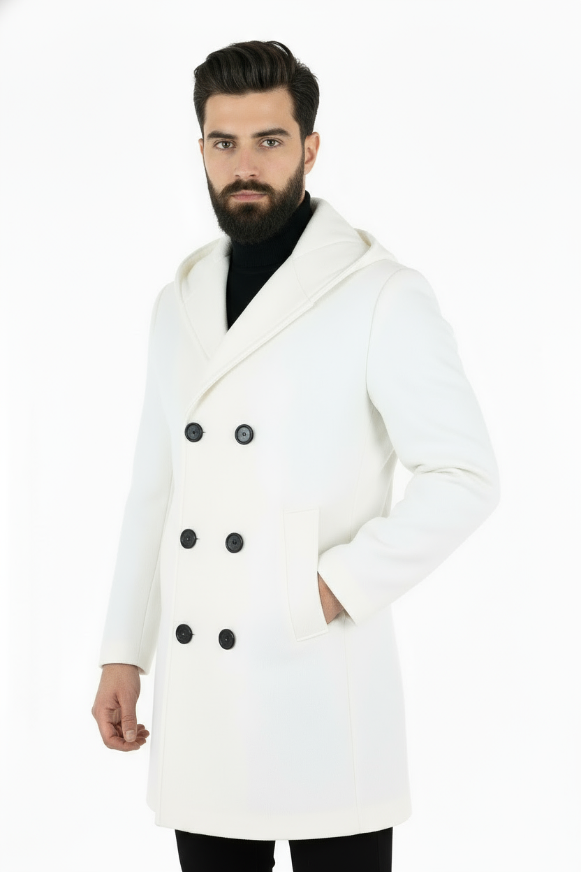 Cappotto Doppio Petto Con Cappuccio Art. Cp37