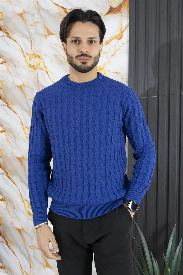 Men's Wool Sweater with Braided Pattern Art. Mg165