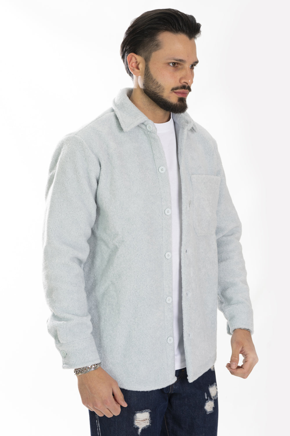 Giacca Camicia In Pile montone sintetico e taschino Art. Gb129