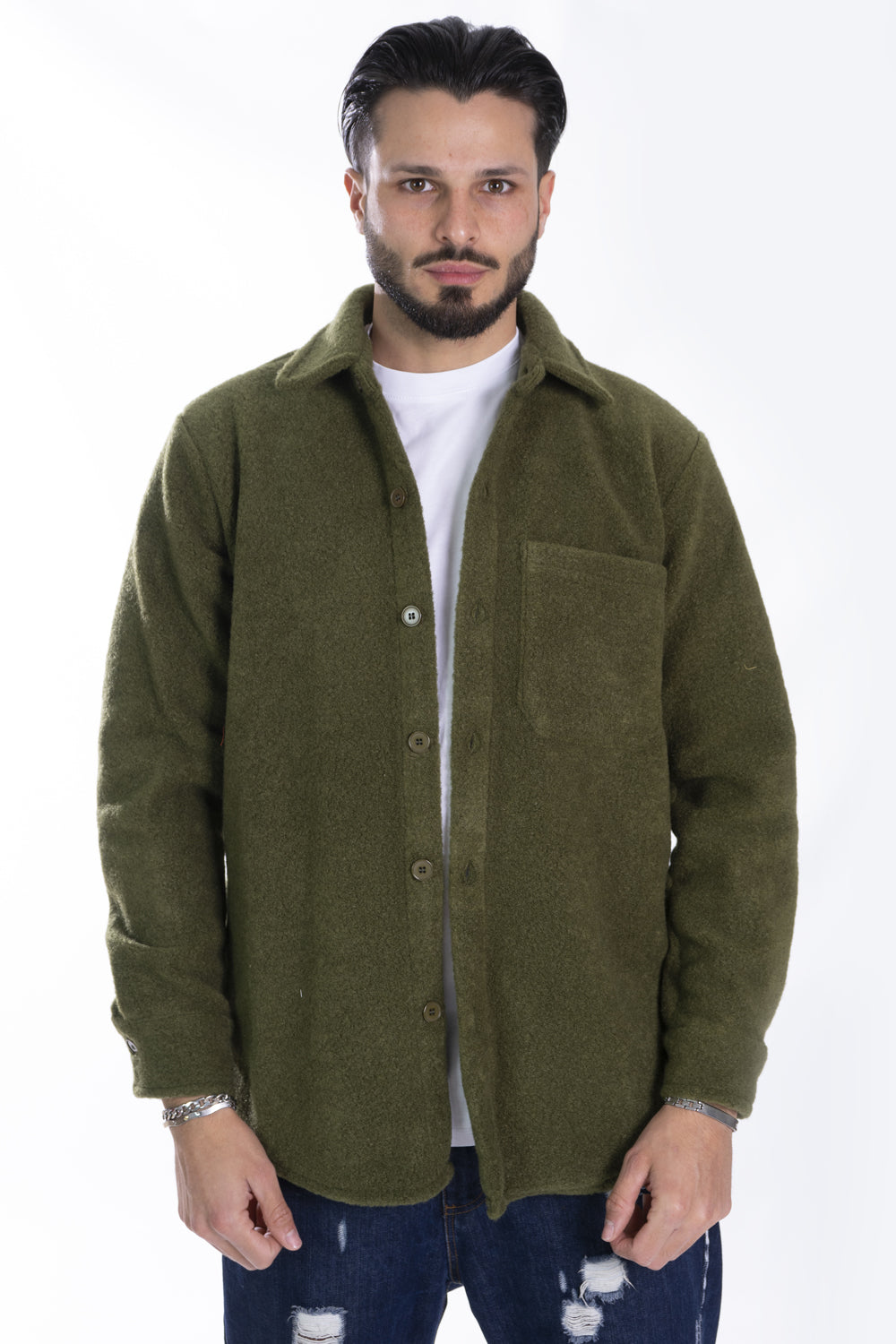 Giacca Camicia In Pile montone sintetico e taschino Art. Gb129