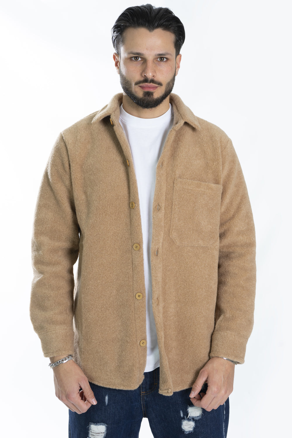 Giacca Camicia In Pile montone sintetico e taschino Art. Gb129