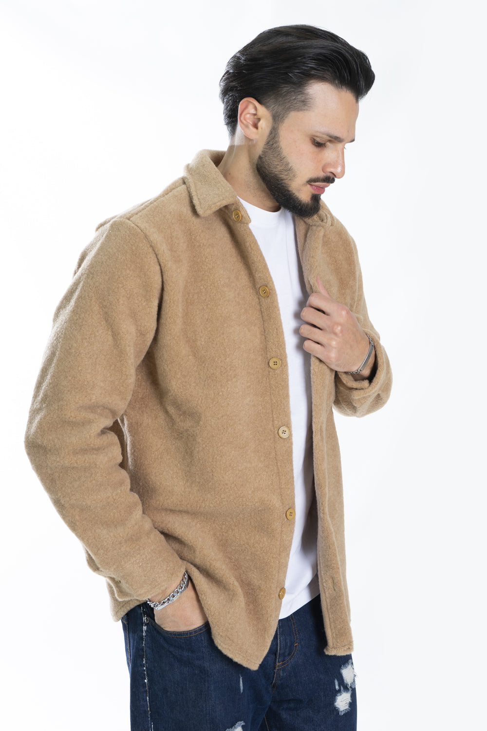 Giacca Camicia In Pile montone sintetico e taschino Art. Gb129