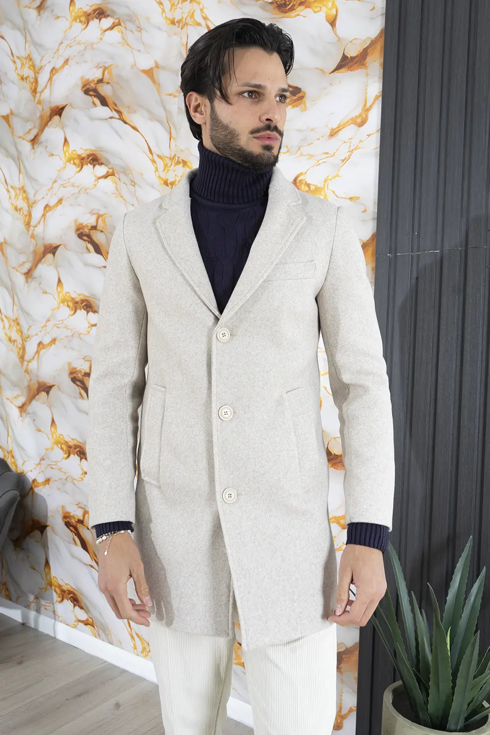 Cappotto Uomo Baronetto Collo Reverse Tinta Unita Art. Cp24