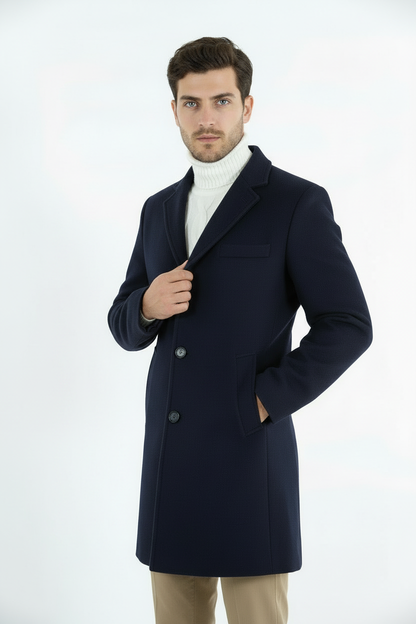 Cappotto Uomo Baronetto Collo Reverse Tinta Unita Art. Cp24