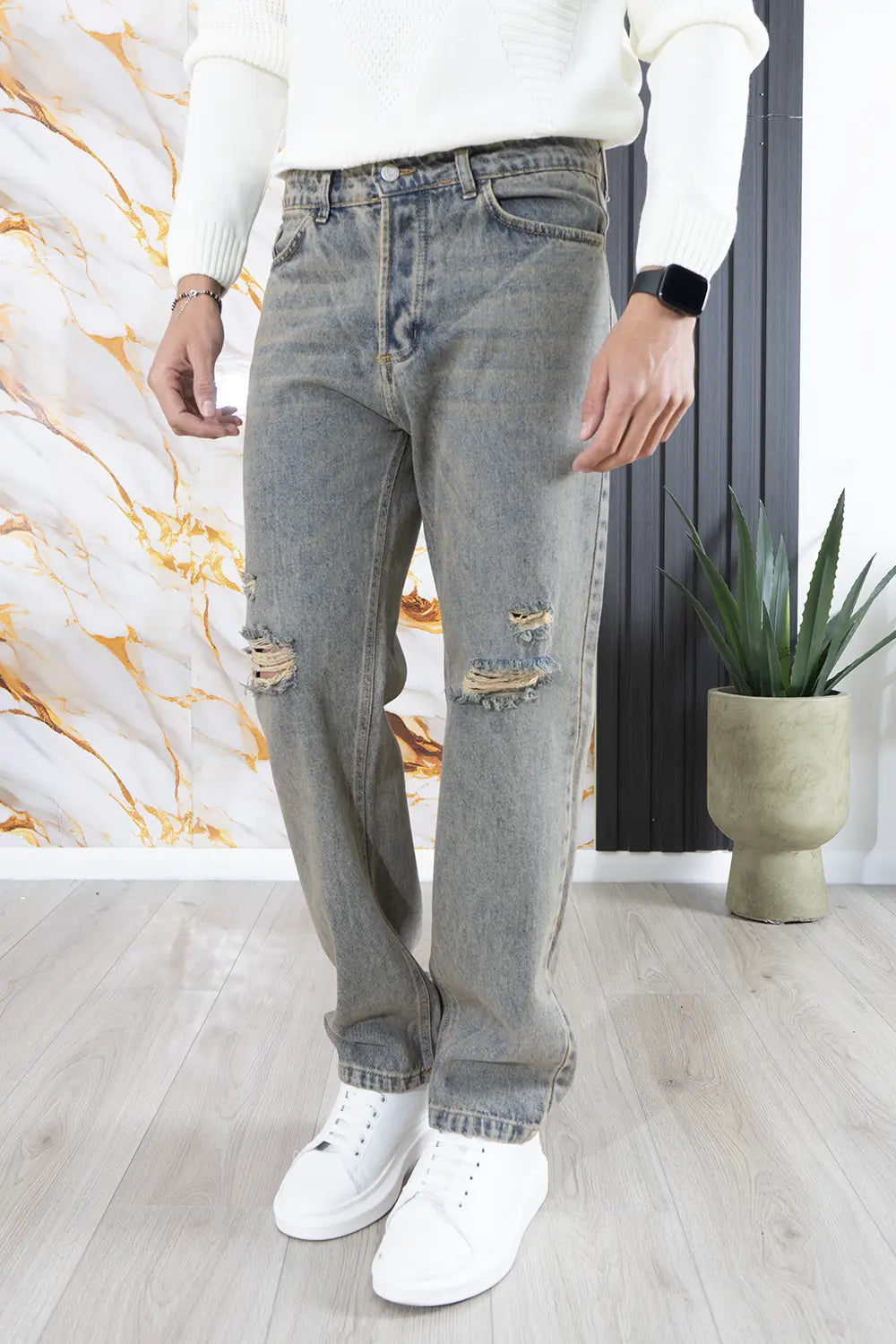 Jeans Baggy Fit Con Strappi Art. Js501