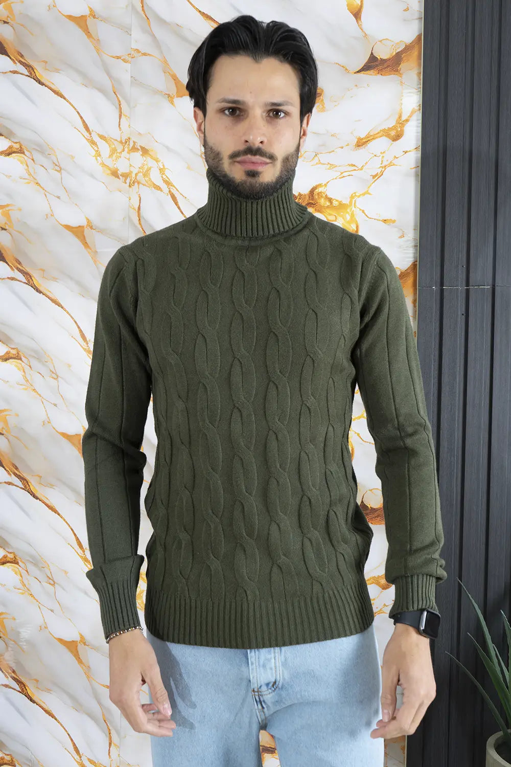 Maglione Dolcevita Slim Fit Fantasia trecce Art. MG135