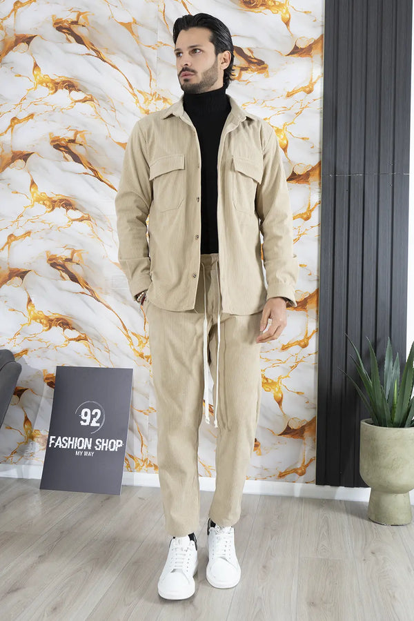 Ensemble chemise + pantalon en velours côtelé pour homme Art. Cd88