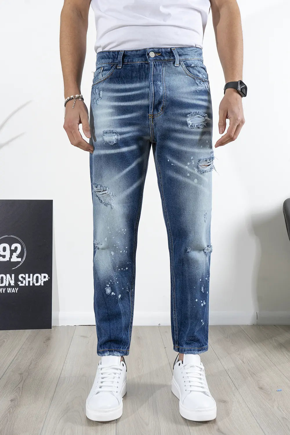 Jeans Carrot Con Sfumature e Pittura Art. JS508