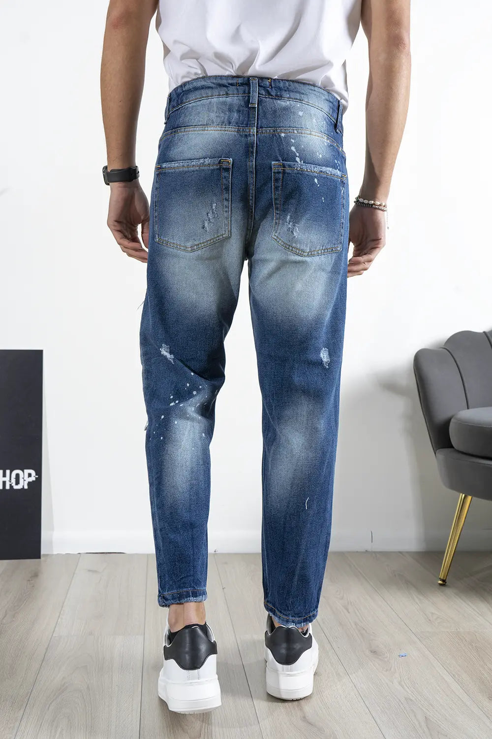 Jeans Carrot Con Sfumature e Pittura Art. JS508