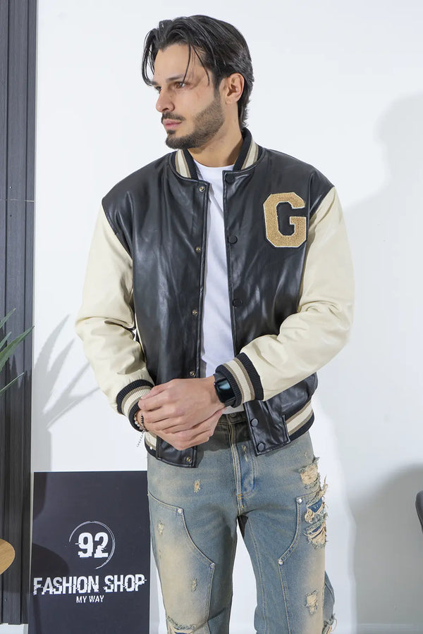 Giubbotto Uomo Bomber Varsity College Ecopelle ''G'' Art. Gb138