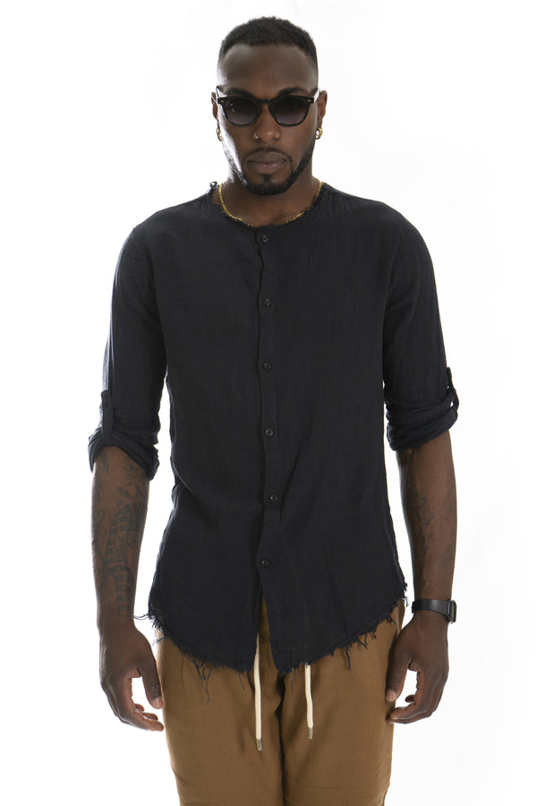 Chemise à col rond effilochée en coton pour homme Art. Cm88