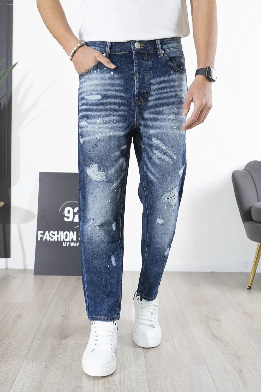 Jeans Uomo Con Sfumature e Abrasioni Art. Js510