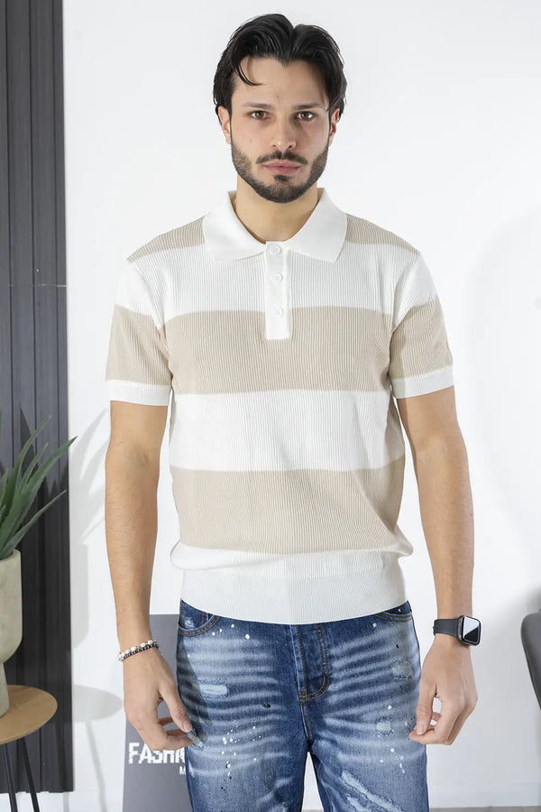 Polo Bicolore a costine fantasia fasce Art. Ts249