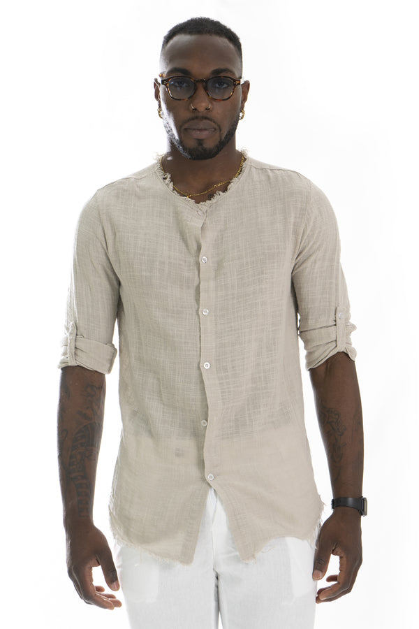 Chemise à col rond effilochée en coton pour homme Art. Cm88