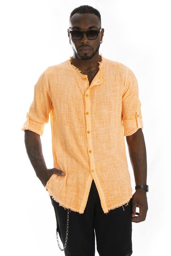 Chemise à col rond effilochée en coton pour homme Art. Cm88
