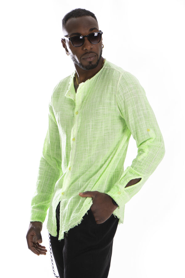 Chemise à col rond effilochée en coton pour homme Art. Cm88