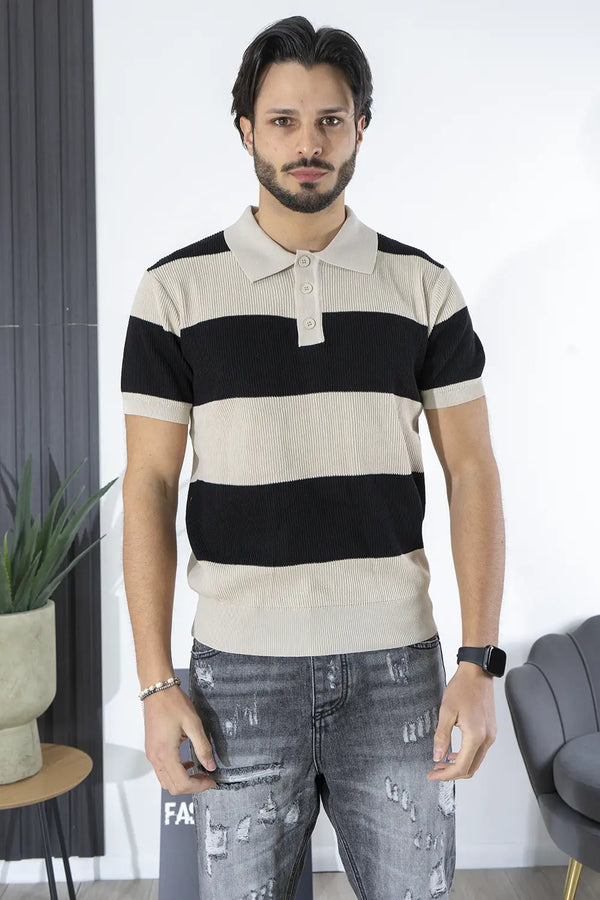 Polo Bicolore a costine fantasia fasce Art. Ts249