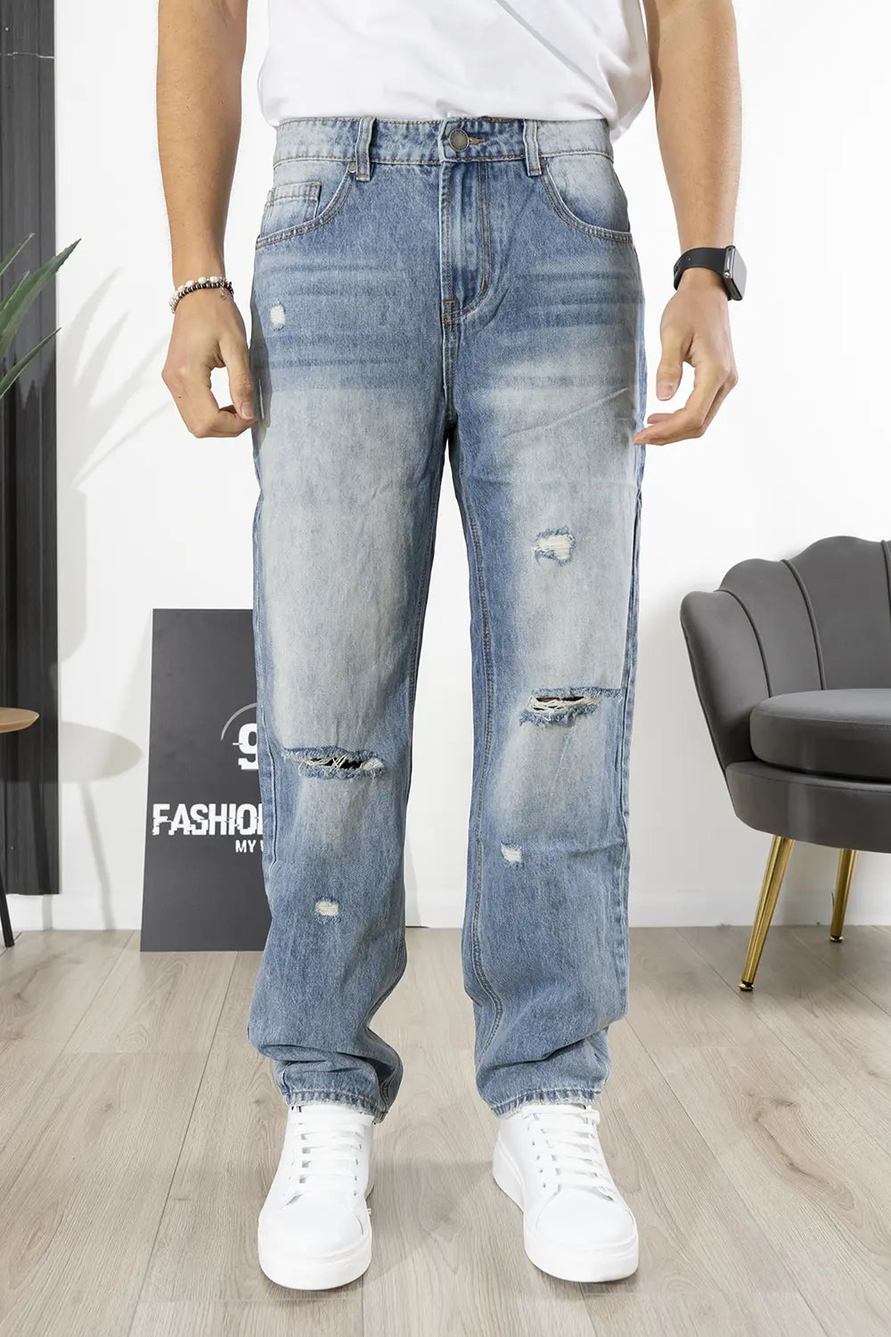 Jeans Baggy Sabbiato Con strappi Art. JS514