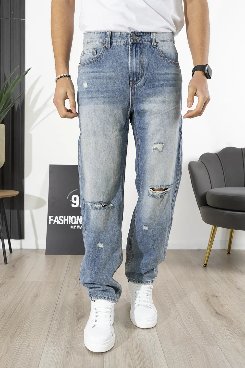 Jeans Baggy Sabbiato Con strappi Art. JS514