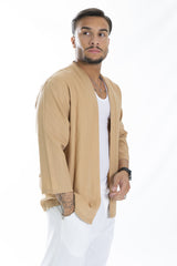Giacca Camicia Uomo Senza Bottoni In Lino Art. Cm165