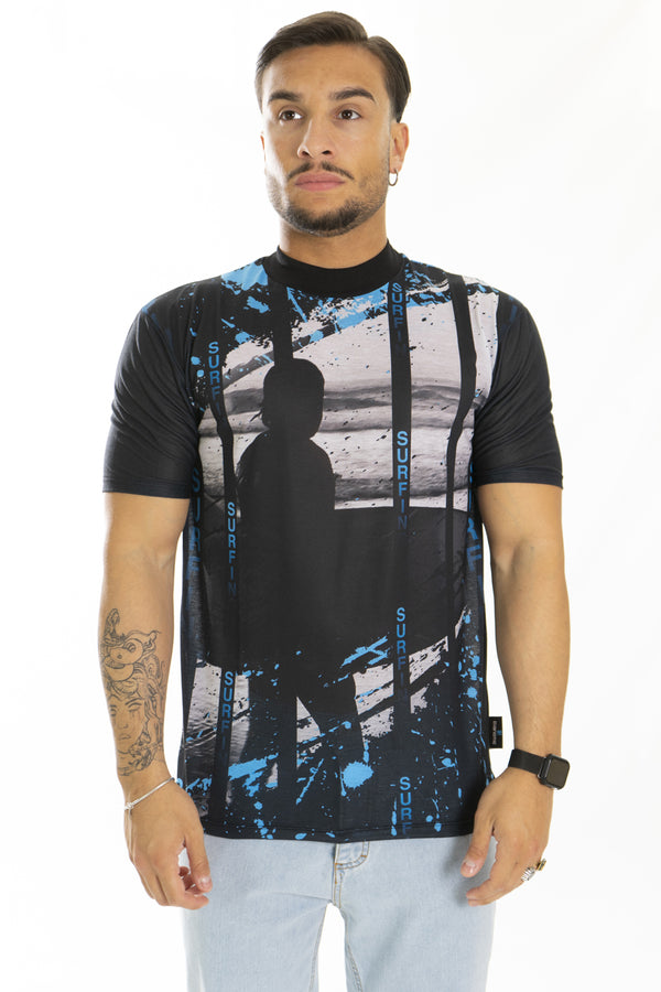T-shirt à col rond sublimé pour homme ''Surfin'' Art. Ts184