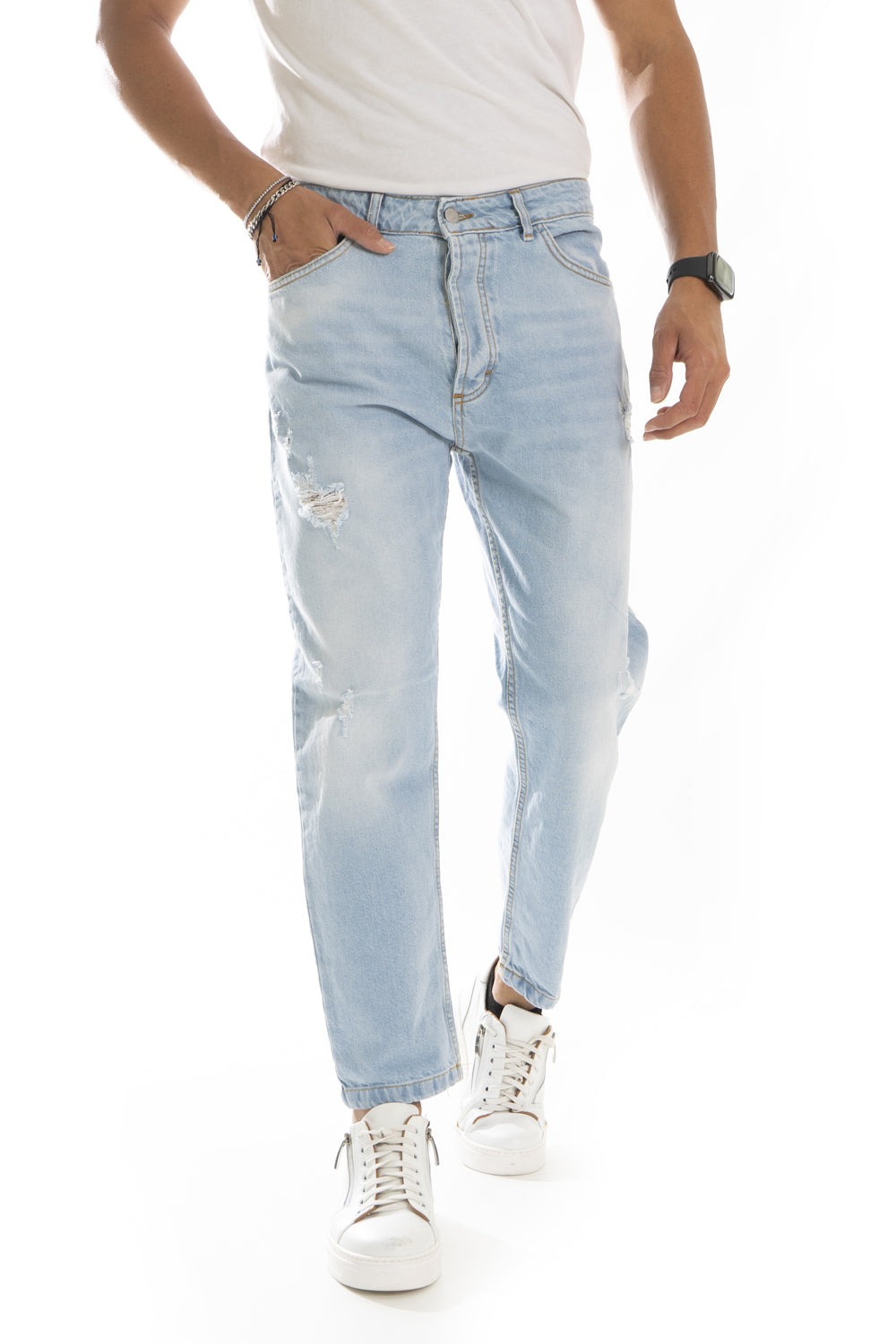 Jeans Uomo Con Sfumature e Abrasioni Art. Js455