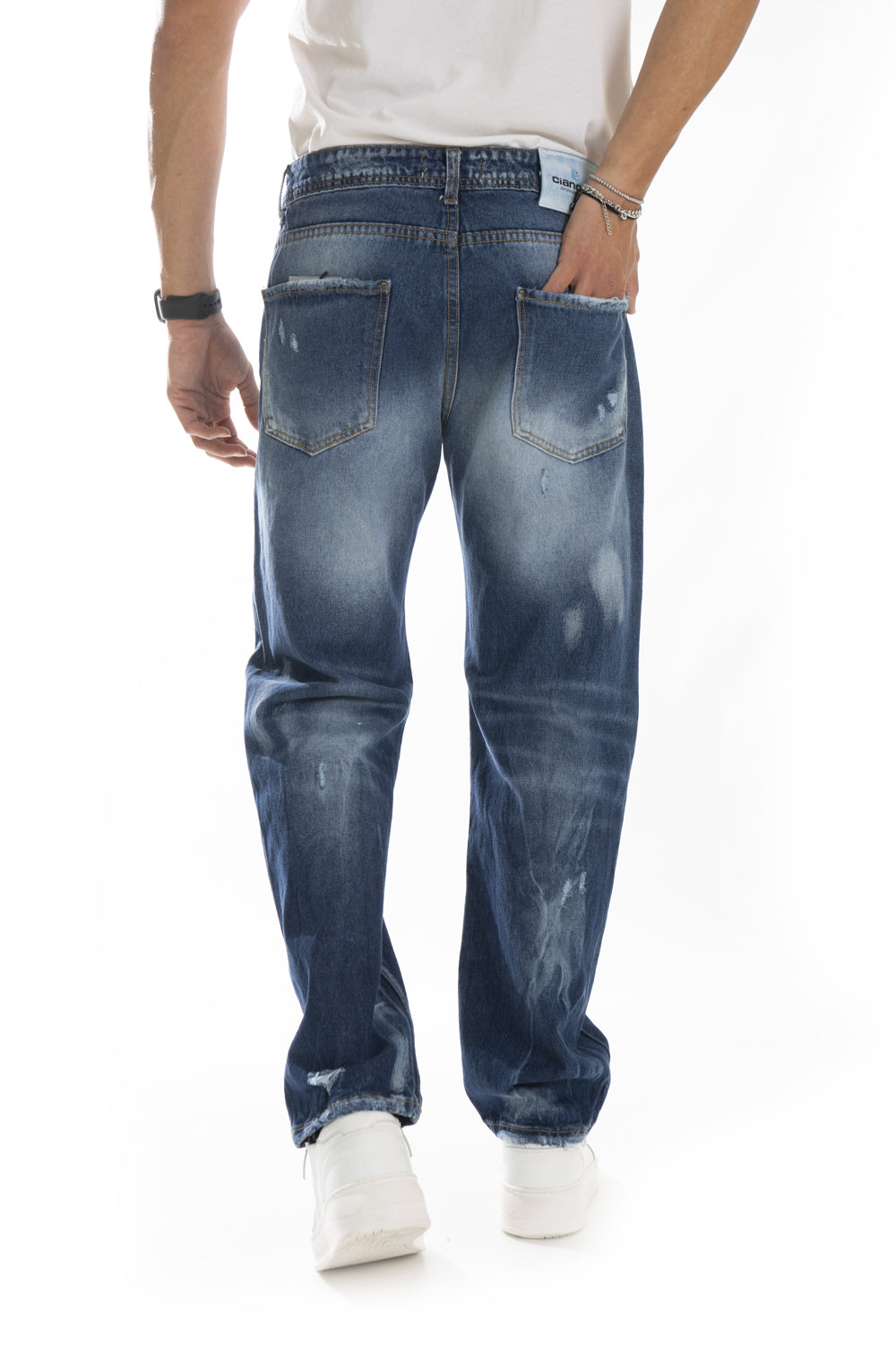 Jeans Uomo Con Sfumature e Abrasioni Straight Fit Art. JS453