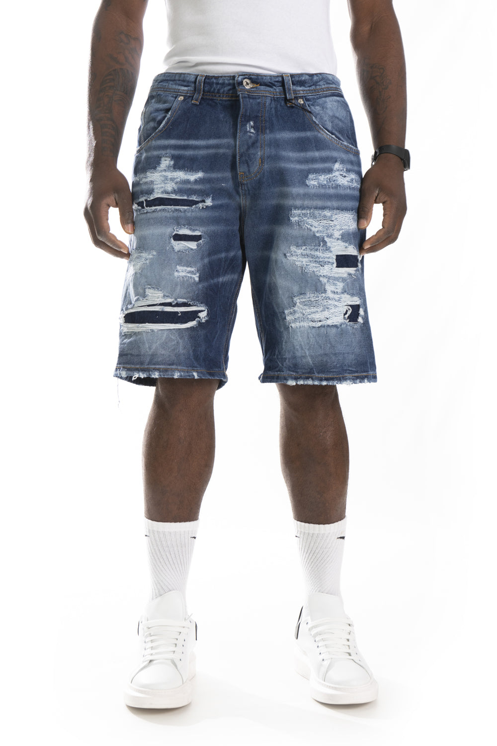 Bermuda Uomo Jeans Con Toppe Art. Bm106