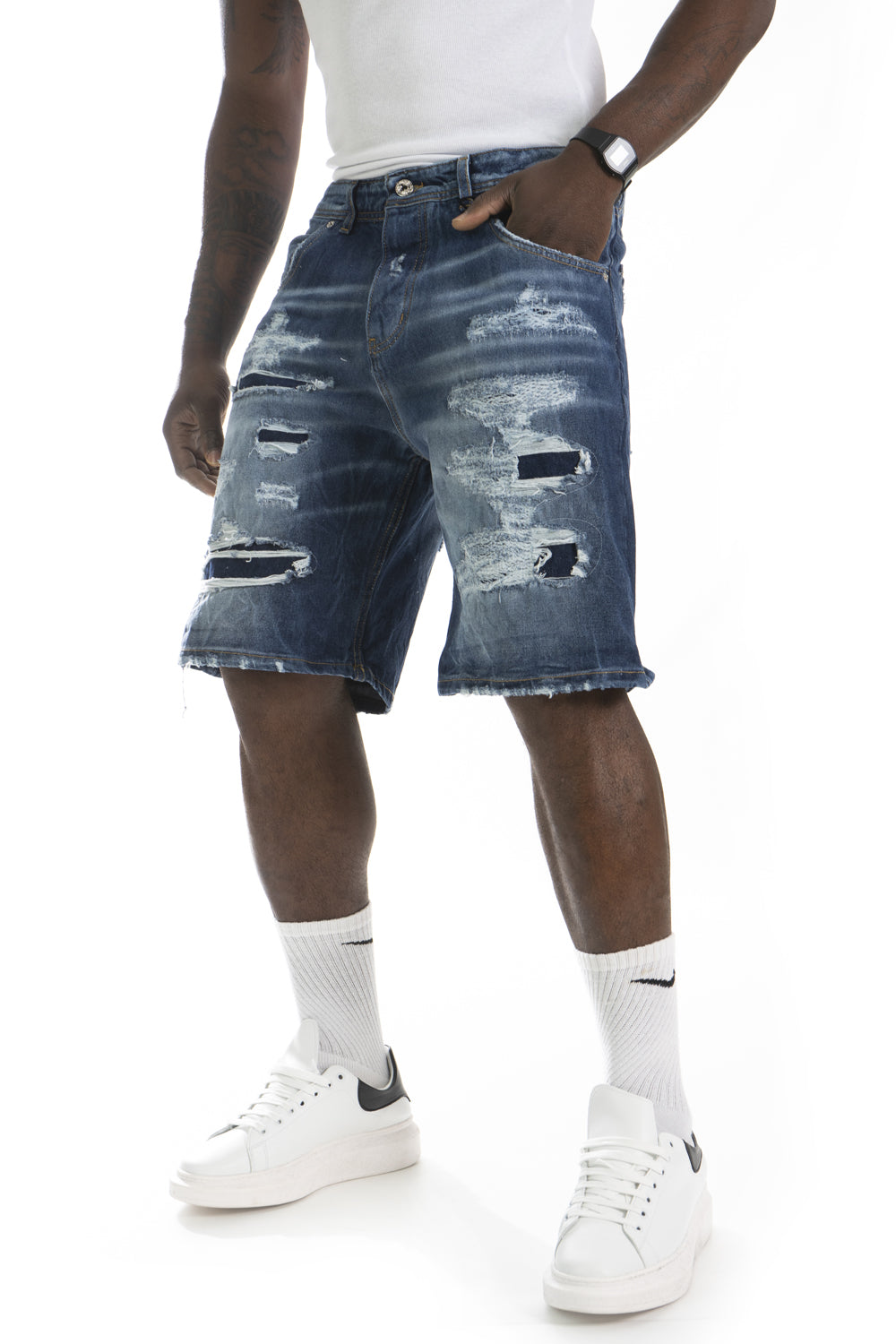 Bermuda Uomo Jeans Con Toppe Art. Bm106