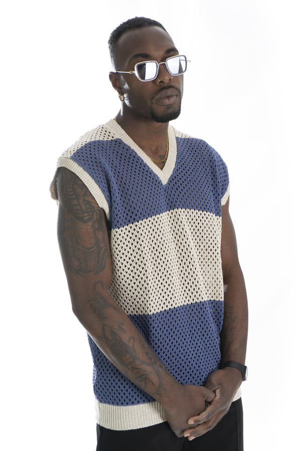 Pull sans manches en tricot perforé pour homme Art. Ts223