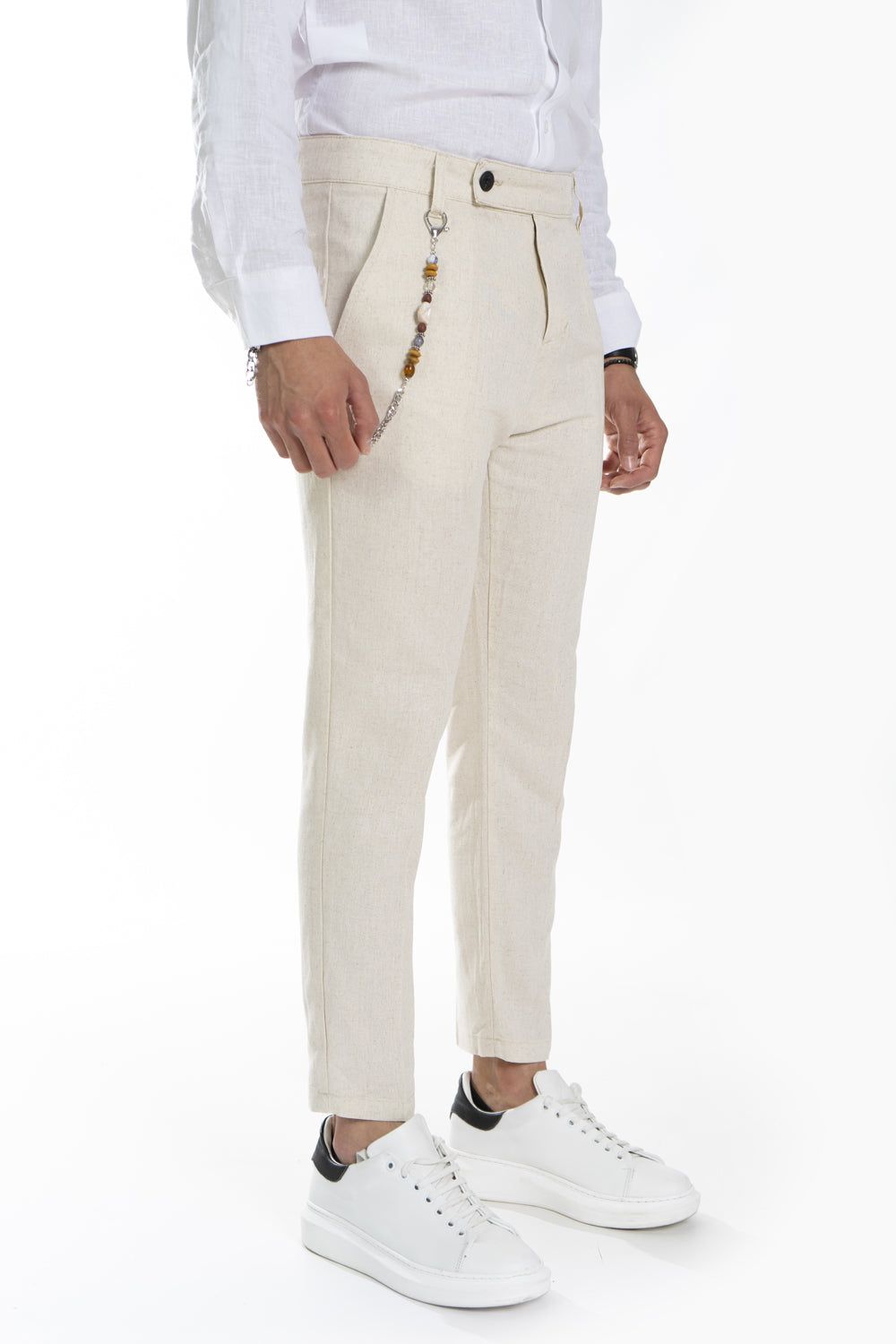 Pantalone Uomo In Lino Con bottone Lungo Art. Pt171