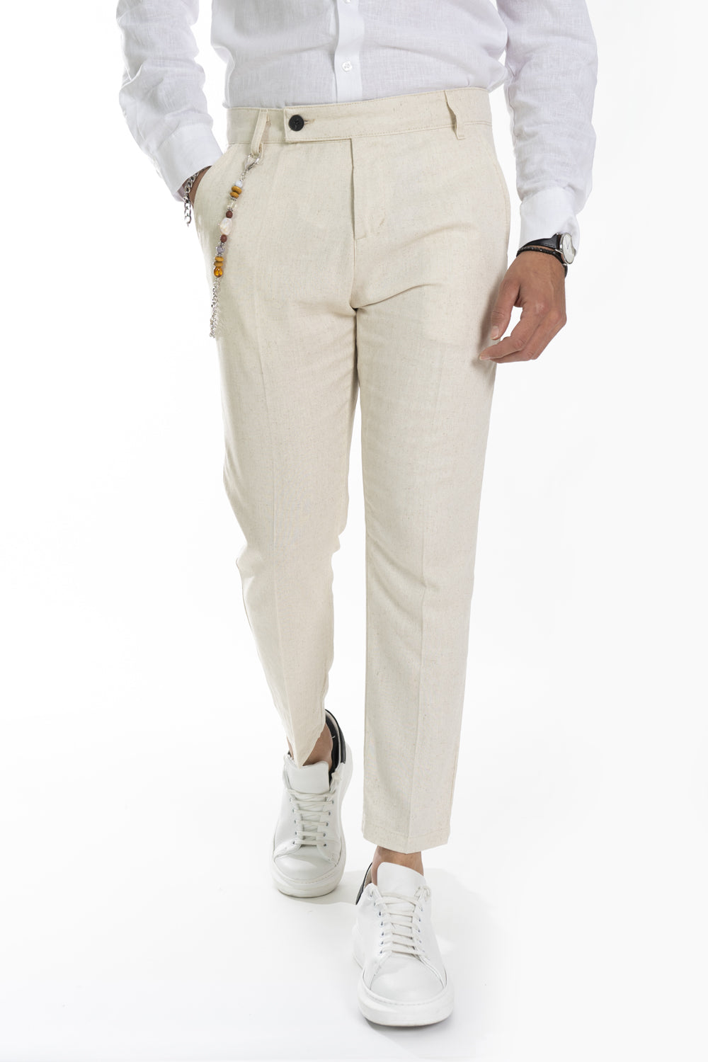 Pantalone Uomo In Lino Con bottone Lungo Art. Pt171