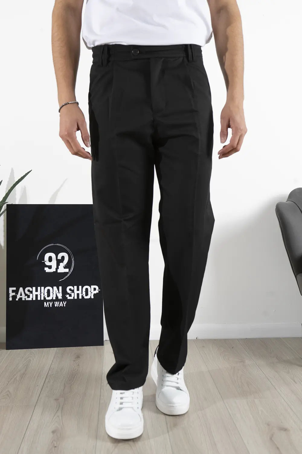 Pantalone Uomo Con Bottone Laterale Fondo Ampio Art. Pt186