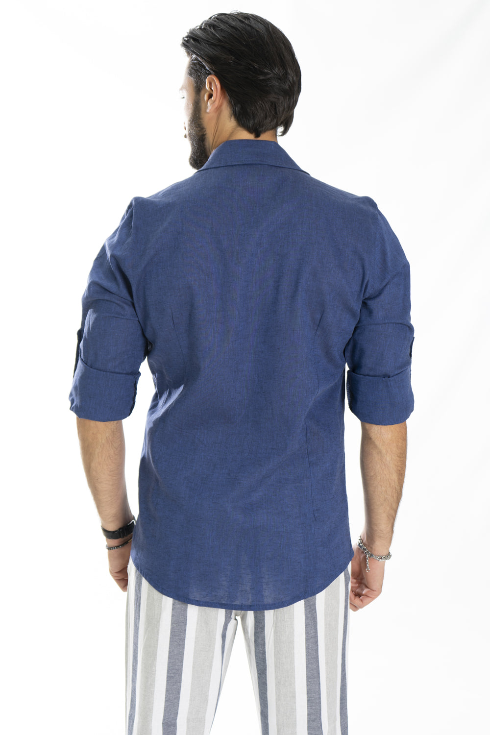 Camicia Uomo Con Colletto In Lino Tinta Unita Art. Cm175