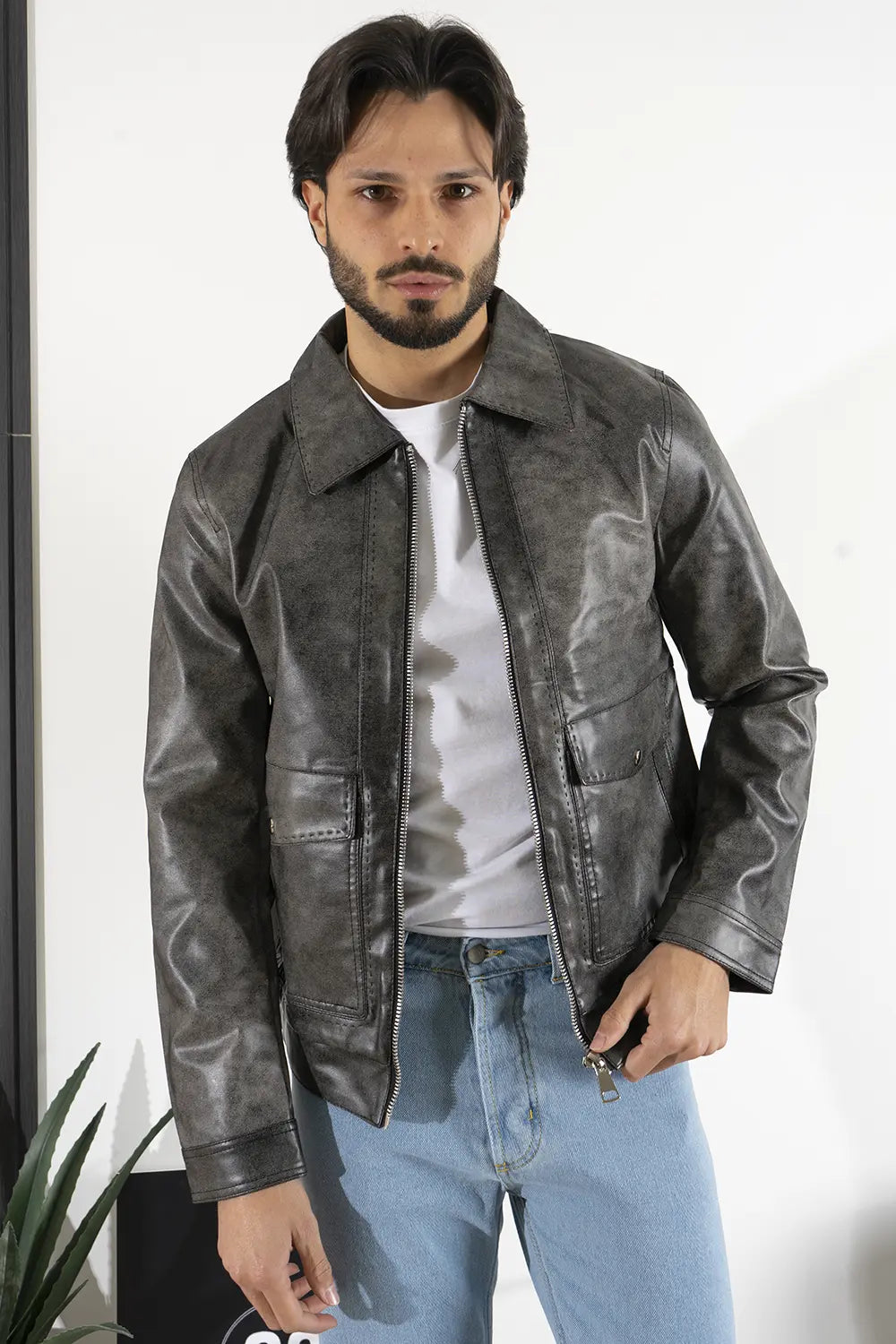 Giubbotto Uomo Ecopelle effetto Consumato Art. Gb161