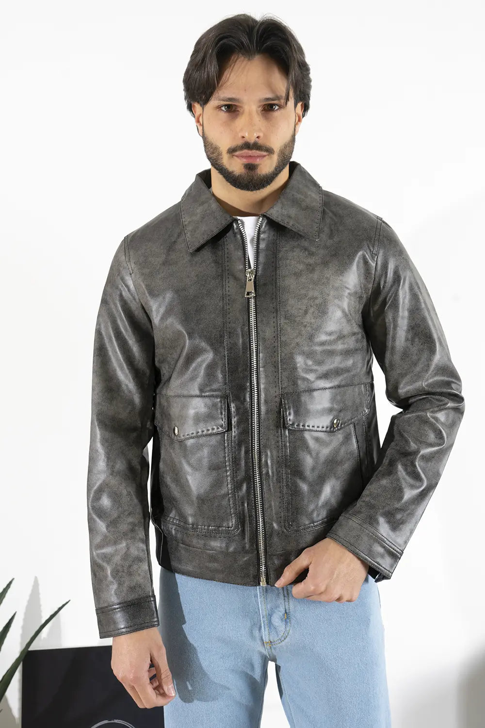 Giubbotto Uomo Ecopelle effetto Consumato Art. Gb161