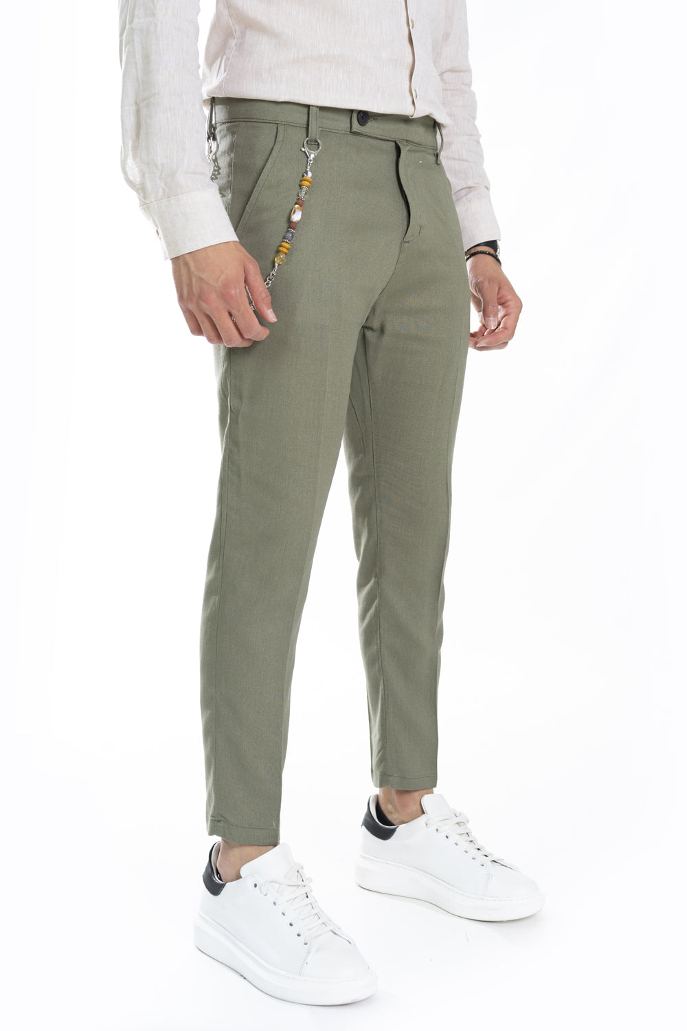 Pantalone Uomo In Lino Con bottone Lungo Art. Pt171