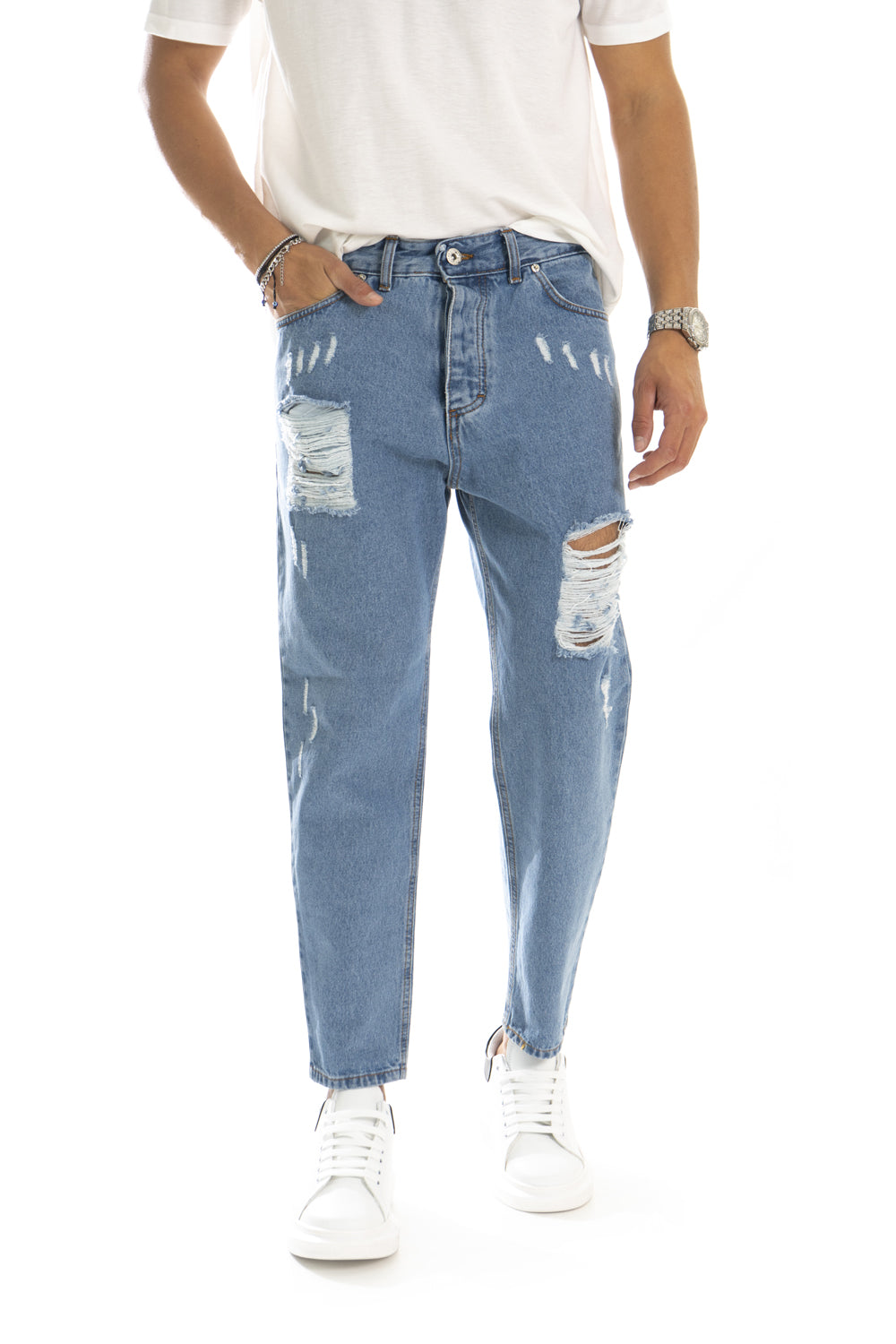 Jeans Uomo Con strappi e Abrasioni By 92 Fashion Shop Art. Js261