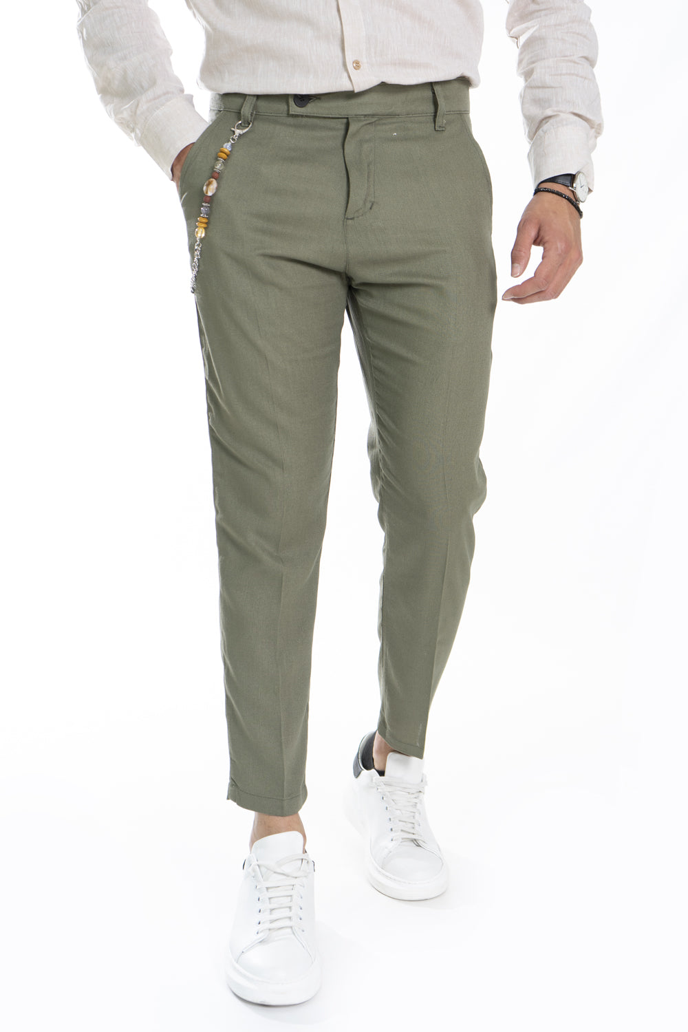 Pantalone Uomo In Lino Con bottone Lungo Art. Pt171