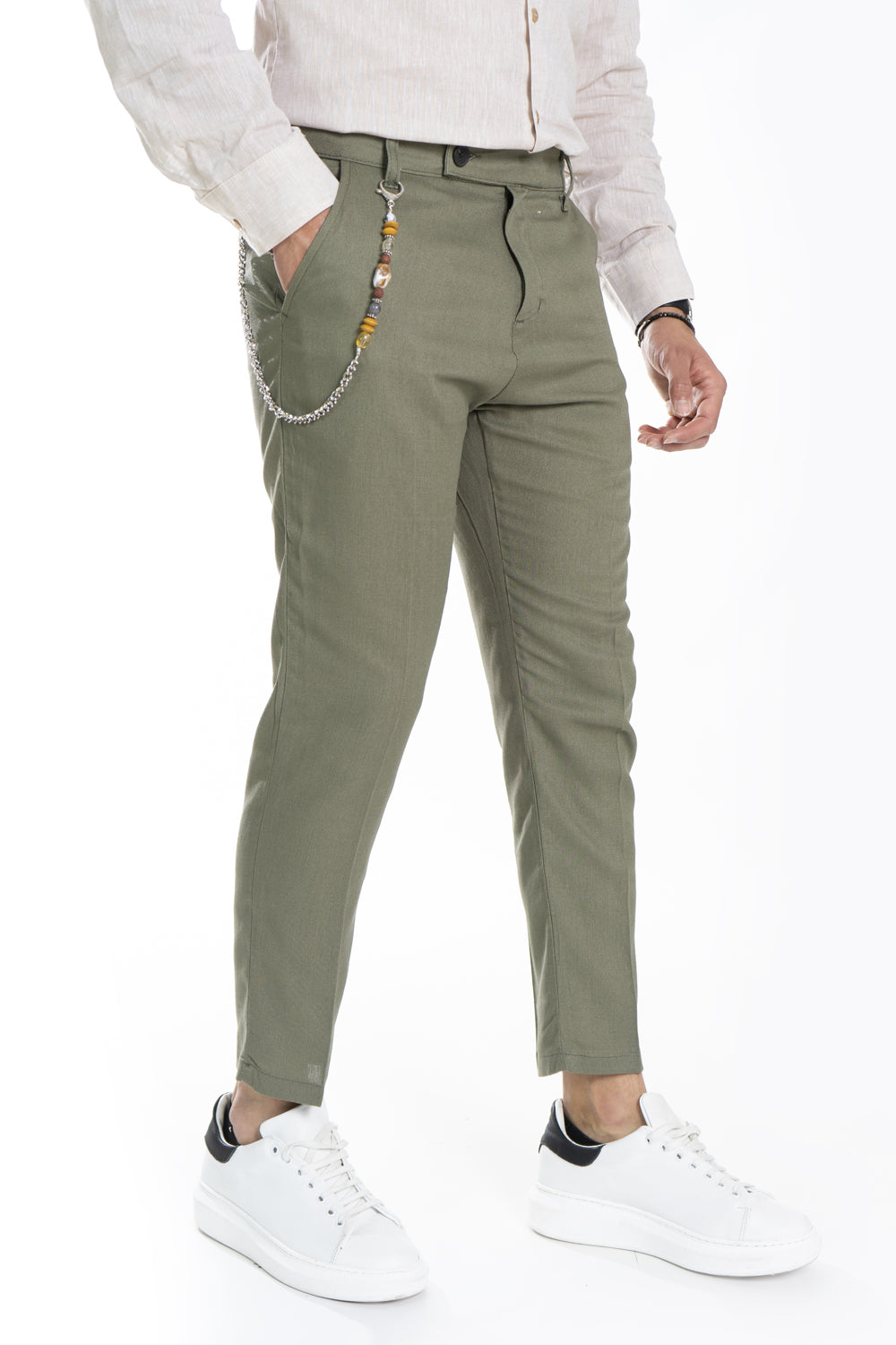 Pantalone Uomo In Lino Con bottone Lungo Art. Pt171